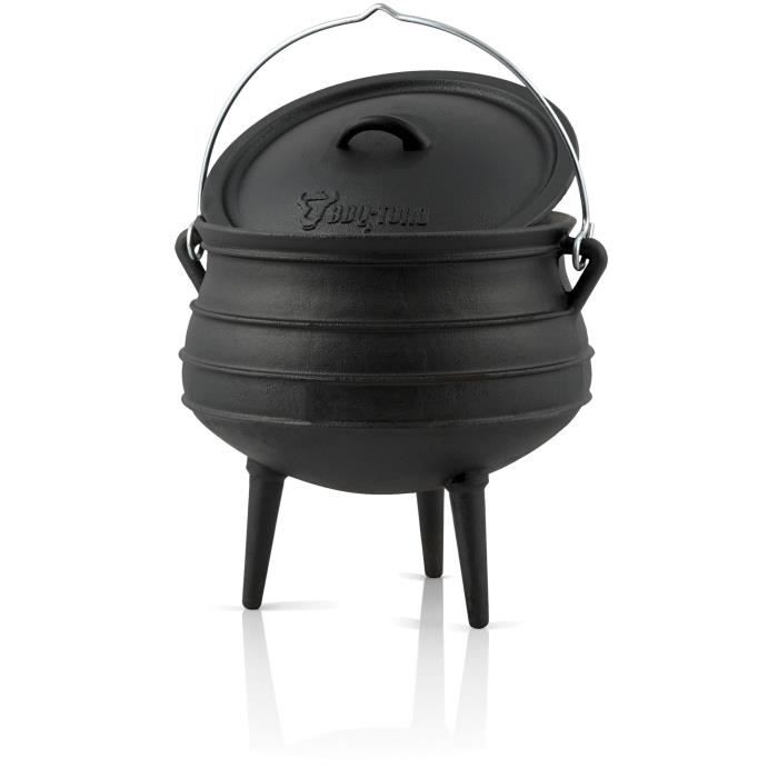 COUVERCLE DE PLANCHA BBQ-Toro Potjie 6 avec pieds, 14 litres, Chaudron de sorcière en fonte, Pot