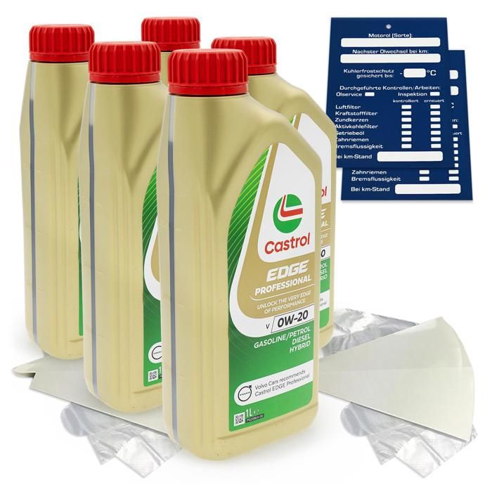 5 litres d'huile moteur Volvo Castrol EDGE Professional V 0W20 Titanium ...