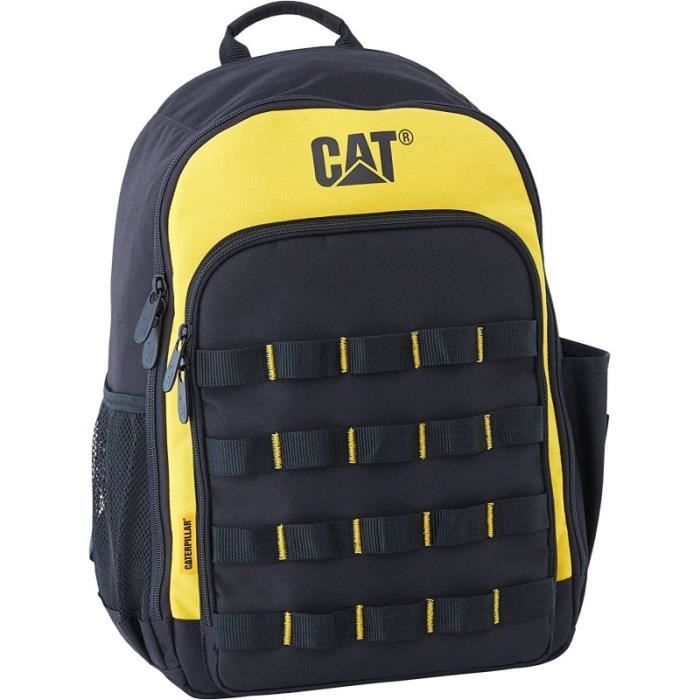 Sac à dos 21L CAT GP-65038 pour outils Toile polyester 600D Léger 3 + 19 poches Noir/jaune