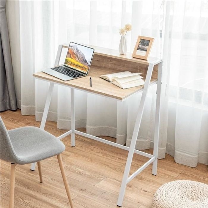 Bureau Enfant 90x45x90cm Avec Étagères Et Tiroir - Blanc - Capacité 100kg - DREAMADE