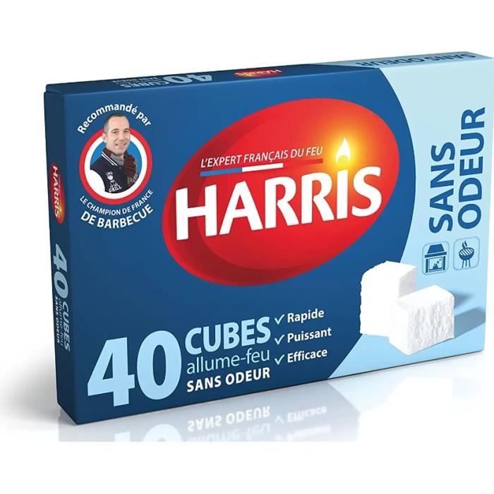Harris 40 Cubes Allume-Feu Sans Odeur Longue Durée - 40 Cubes