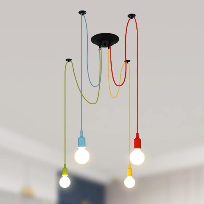 Mengjay Suspension Luminaire Industrielle - Lampe Araignée Réglable 8 Têtes, Lustre Vintage DIY, 200cm (Sans Ampoules)