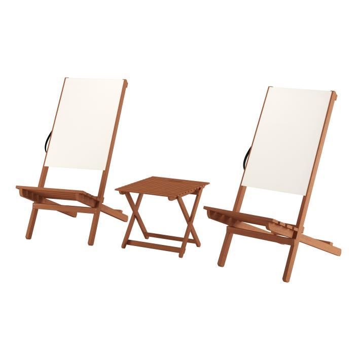 chaise pliante en bois avec table, chaise de plage, siège de pêche, tissu blanc v-10-361 [double avec table]