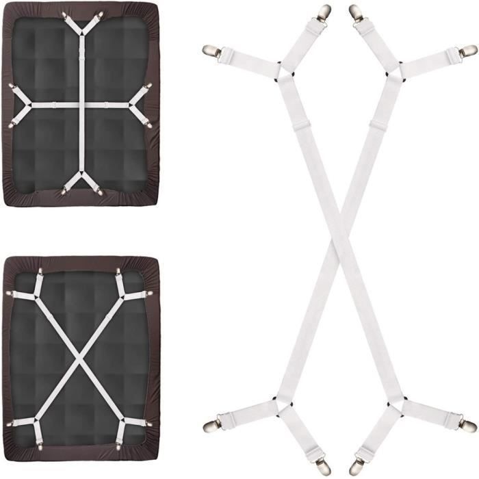 Tendeur Drap Housse - AZ KING - Réglable de 112 à 200 cm - Blanc