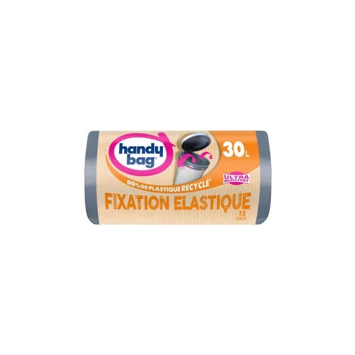 Sacs poubelle fixation élastique 80% plastique recyclés, Handy Bag (10 x 50 L) | La Belle Vie : Courses en Ligne - Livraison à Domicile