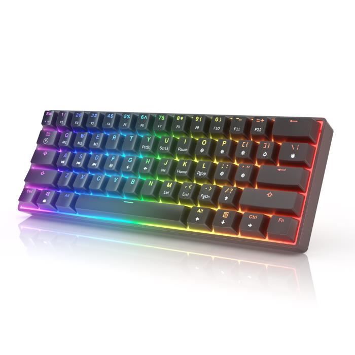GK61 Clavier Mécanique Gaming Hot Swap 60% ( Noir  Gateron Yellow)