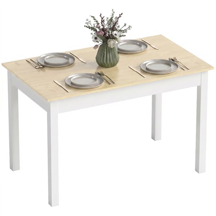Table de salle à manger HOMCOM design moderne bicolore avec grand plateau 4-6 personnes en bois dim. 119L x 70l x 75H cm - en bois