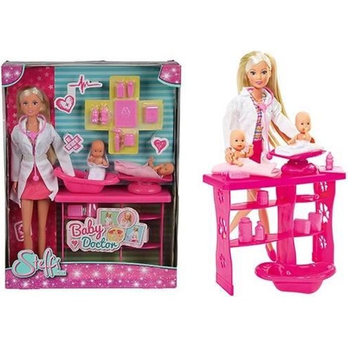 STEFFI LOVE Poupée Pédiatre 29cm + 2 bébés et accessoires