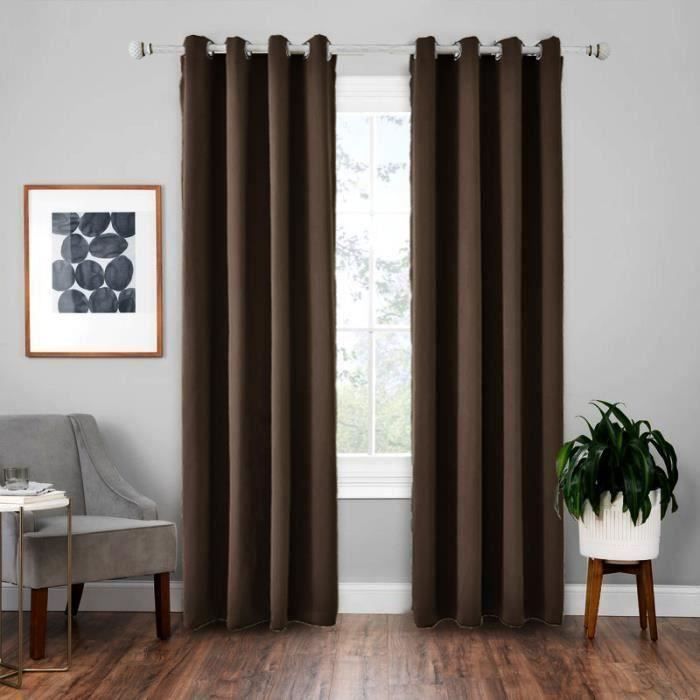 2 Pièces Rideaux Occultants Thermiques Rideaux de Salon - 140 x 244(Marron foncé) marron foncé marron foncé