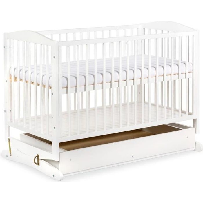 Henry Lit A Barreaux Bebe A Bascule 1x60 Tiroir Blanc Cdiscount Puericulture Eveil Bebe