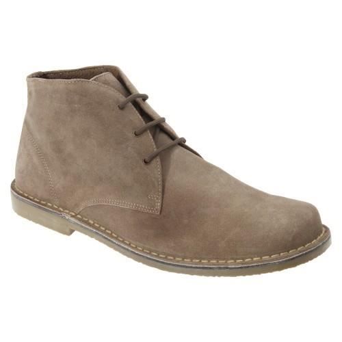 Desert boots homme Roamers en cuir suédé sable avec doublure en tissu Marron Marron Sable