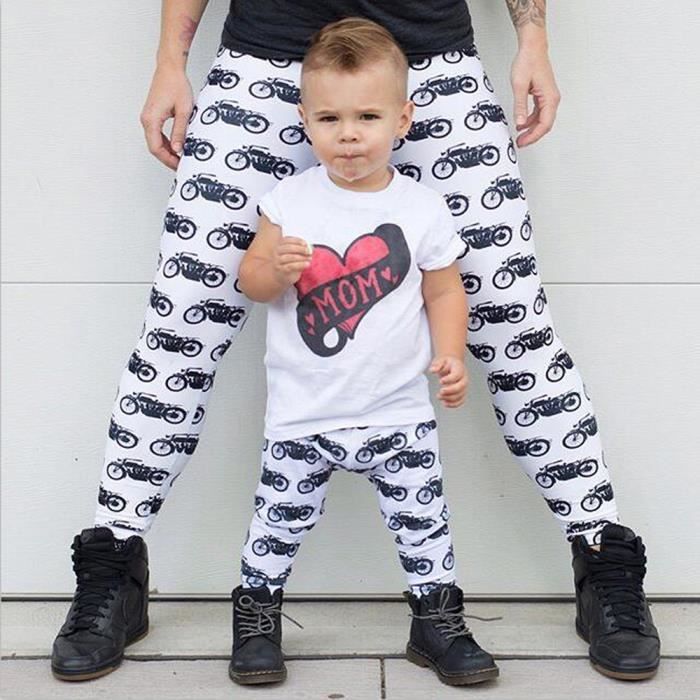 Pantalon Pour Mamam Enfant Bebe Femme Garcon Fille Pantalons Blanc Moto Imprime Blanc Cdiscount Pret A Porter