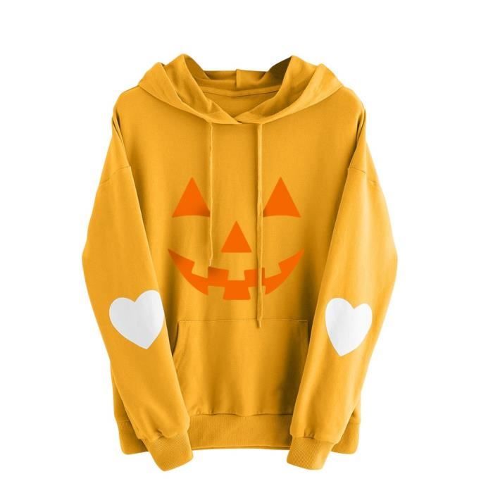 Sweat à Capuche Halloween Homme - Imprimé Citrouille, Manches Longues, Coupe Classique, Confortable