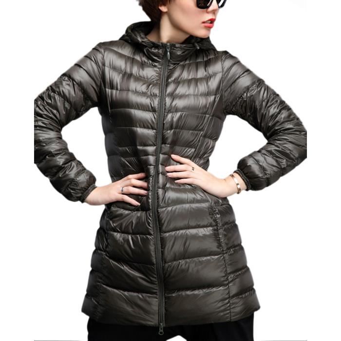 Doudoune Légère Femme Hiver Grande Taille - Veste Matelassée Blouson Puffer Jacket Duvet Ultralight Capuche Chaude Plume Oversize Bleu