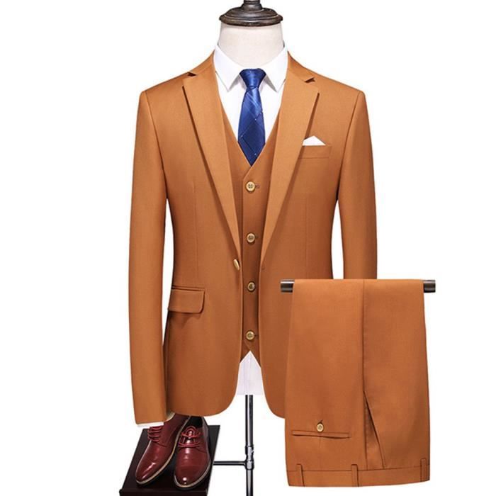 Costume Homme FBC146 Veste Blazer Orange Manches Longues