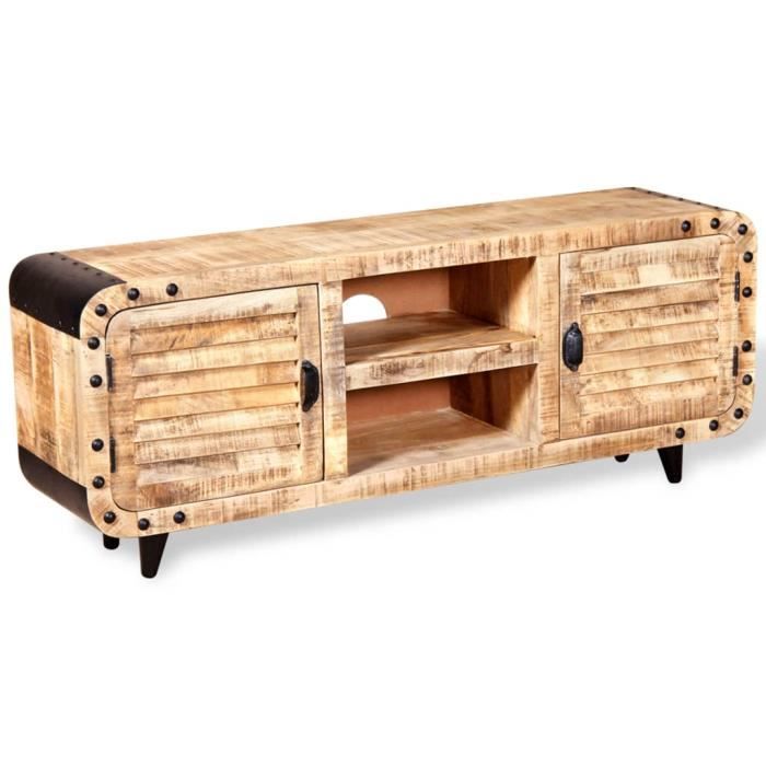 jill*sale meuble hifi contempotain - meuble tv bois de manguier massif 120x30x50 cm - 2440091