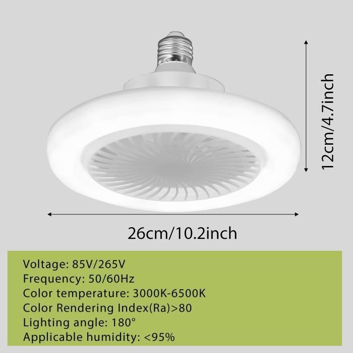 Ventilateur plafond avec Lumière Lampe E27 Ventilateurs De Plafond Fermés Silencieux 30W Ventilateur Mural Portable pour 10-15㎡ - Prumya