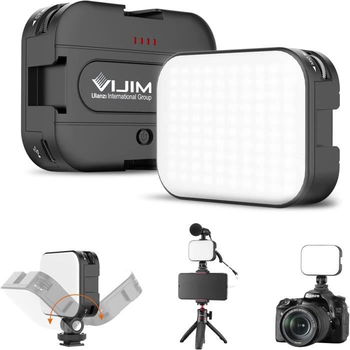 Lampe Vidéo LED 80 LEDs Rechargeable - Lumière Dimmable 3000K-6500K - Pour Streaming, Selfie, Conférence
