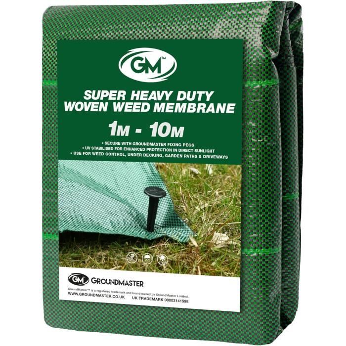 Membrane Anti-mauvaises Herbes Dihl - 1 M X 10 M, 100 G/m² | Noire, Perméable à L'eau | Pour Allées, Terrasses, Jardins