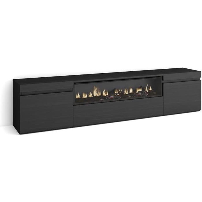 Meuble TV Banc Télé 200x35x45cm Pour les TV jusquà 80 feu électrique Noir RF2187 Meuble TV Banc Télé 200x35x45cm Pour les TV jusquà 80 feu électrique Noir RF2187