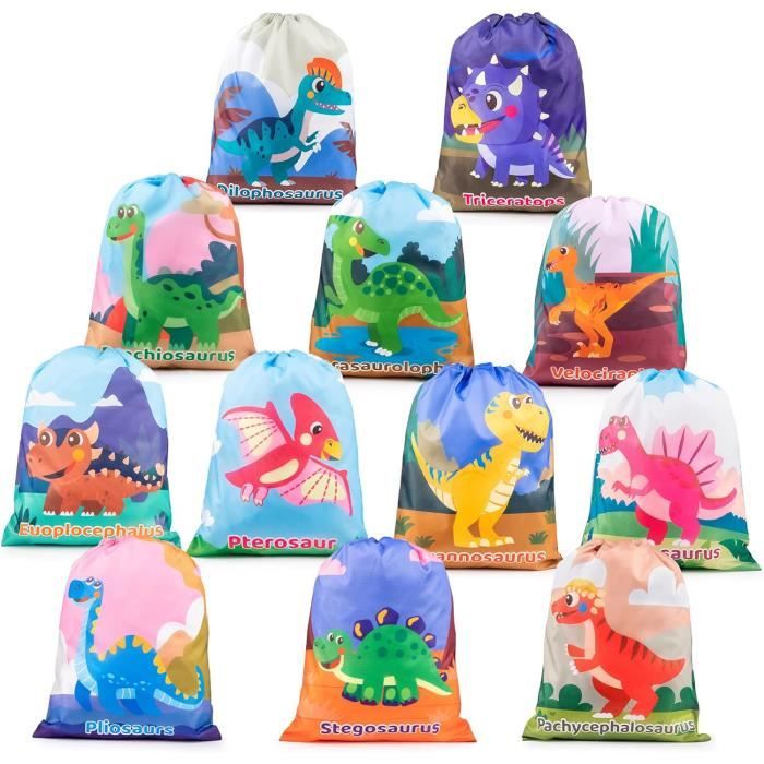 6 Pièces Sacs à Cordons Dinosaure - Sacs Cadeaux Réutilisables Thème Dinosaure Pour Enfants