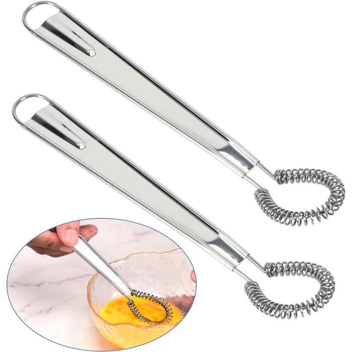Lot De 2 Fouets à œufs Manuels En Acier Inoxydable - Argent, Petits Batteurs Pratiques Pour Cuisine - Neufs Emballés