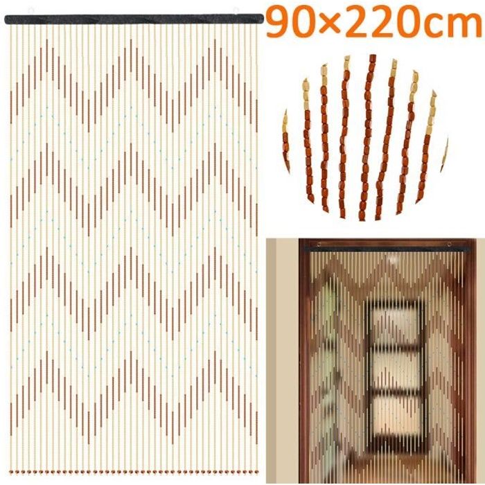90x180 cm Bambou JVL Tuscany Paravent /à Rideaux /à Portes en Bois Suspendus