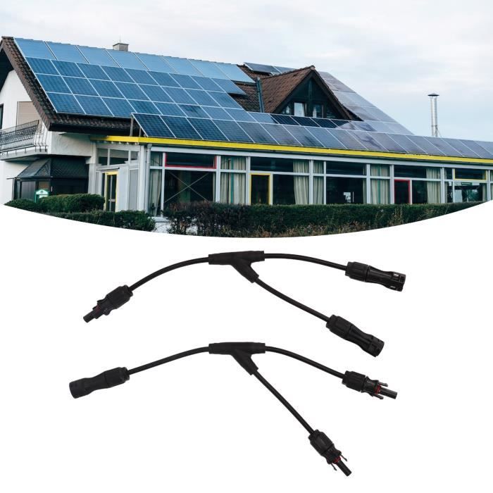 JIA câble parallèle de branche Y de panneau solaire 2 pièces adaptateur  solaire 2 à 1 IP68 étanche PPE ignifuge PV Y branche - Cdiscount Bricolage