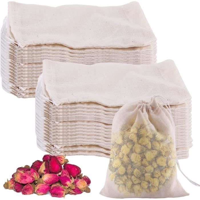 Lot De 100 Sachets En Coton Recyclé 17x20 Cm Avec Cordon - Sacs Calendrier De L'Avent Et Rangement