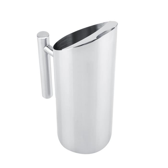 Pichet à Eau En Inox 1 Litre Avec Bec Verseur Et Garde-glace - Carafe Pour Eau Froide Ou Chaude - 2