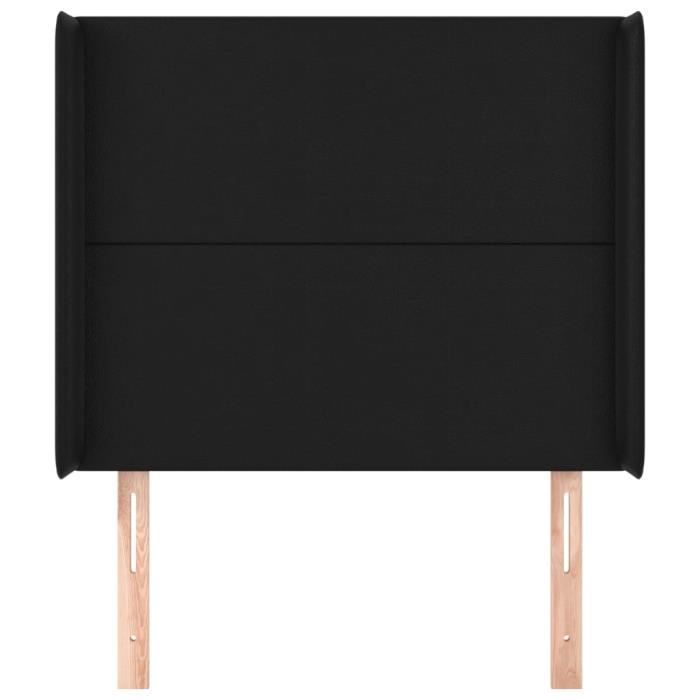 Tête De Lit Avec Oreilles - Noir - Tissu - 93x16x118/128 Cm