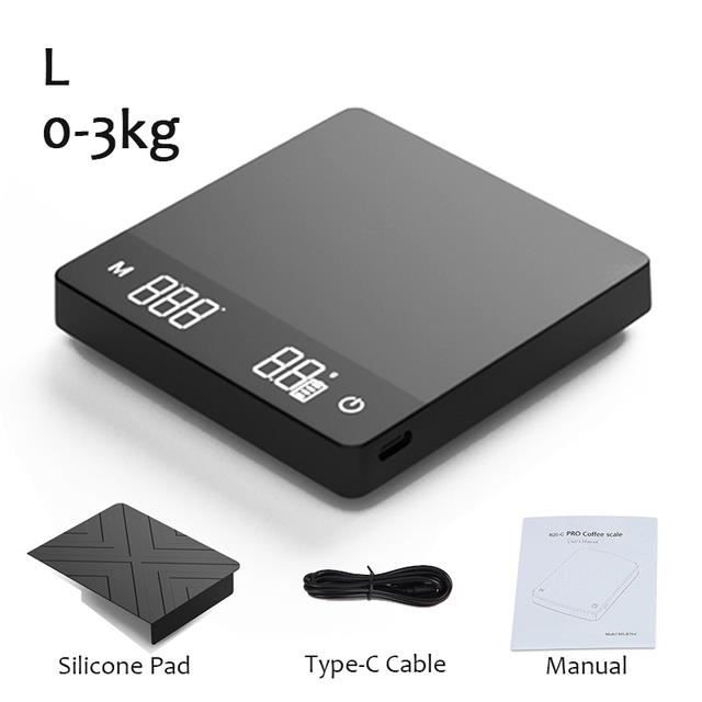 Balance à Café Numérique Mini 3kg/0.1g Avec Minuterie - Rechargeable USB-C Pour Expresso Pour-over