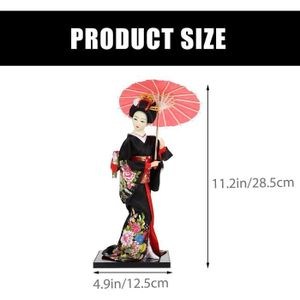 Poupée Japonaise En Kimono - Geisha Traditionnelle - 30,5 Cm Rouge - Décoration Salon Ou Collection
