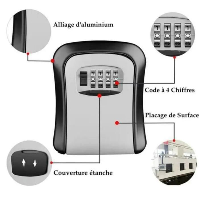 Serrure à Cadran Codé 4 Disques - Pour Coffre-fort, Bijoux, Armoire - 9cm - Neuf