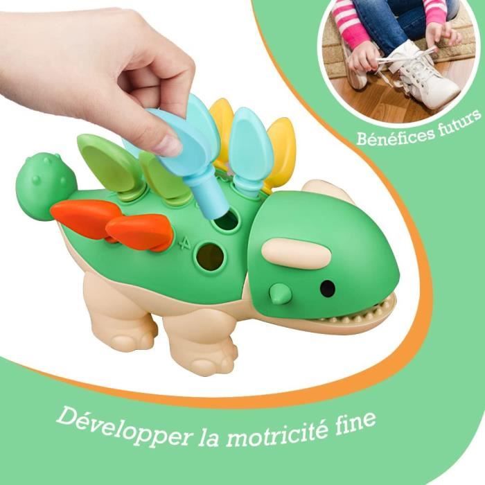 Train Enfant Avec Rails, Lumière, Vapeur Et Marionnettes Dinosaures – Jouet Sensoriel Montessori Dès 1 An – Cadeau Fille Garçon 1-3 Ans