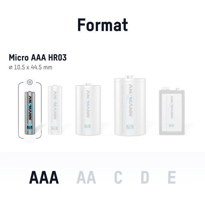Vhbw 4 Batterie AAA Ricaricabili Ni-MH 1000mAh – Compatibili Con Telefoni Telekom Sinus Serie 206, 207, 406, 502, 605 - 3