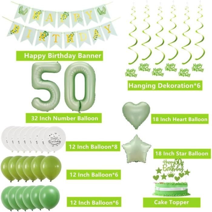 50 Ballons Verts Rétro 30cm - Vert Olive, Sauge, Doré, Blanc | Pour Anniversaire, Mariage, Baby Shower - 10