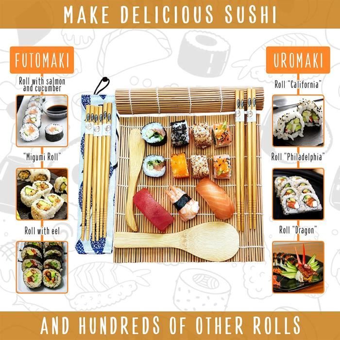 1 Ensemble Kit Complet De Fabrication De Sushi Pour Débutants Avec Natte De  Roulement De Sushi, Moule À Sushi, Machine De Pressage Et Rouleau De Bambou, Mode en ligne
