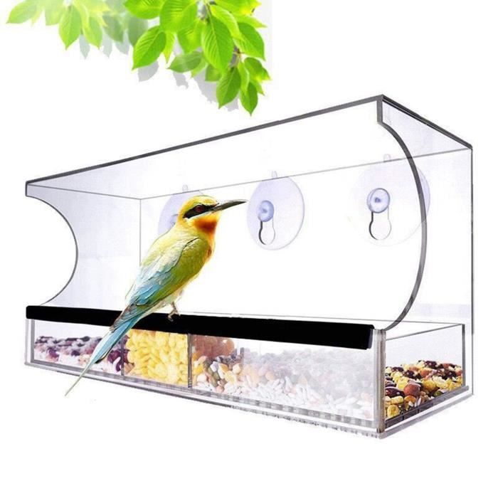 Mangeoire À Oiseaux Fenêtre Transparente Acrylique Grande Fenêt - Cdiscount