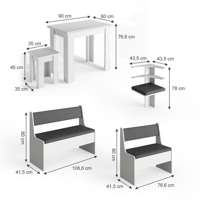 Banc D'angle De Salle à Manger Avec Dossier - Rembourrage Mousse, Structure Acier, Dimensions Modulables (à Partir De 196 Cm)