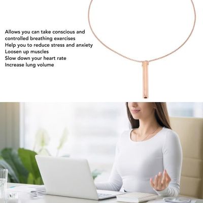 GOTOTOP collier de soulagement de l'anxiété Collier de respiration Collier  de soulagement du stress en acier inoxydable à la mode