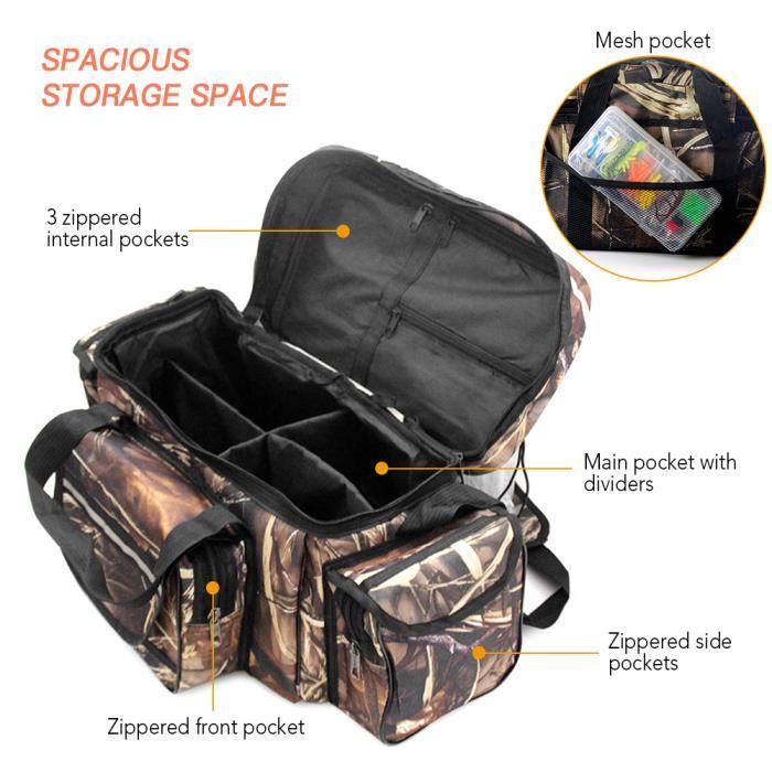 Sac De Pêche Portable – Tissu Oxford 600D, Imperméable, 80x14x20 Cm, Pliable, Vert Armée