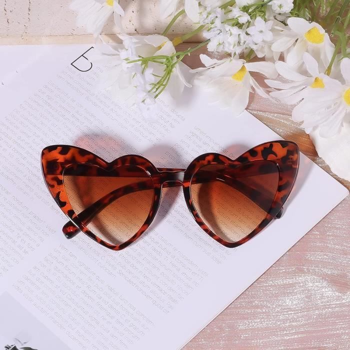 Lunettes De Soleil Coeur Vintage Lunettes De Soleil Coeur Femme Protection Solaire Lunettes De Soleil Coeur Adulte Pour Femm H343 Monture A Imprime Leopard Verres Marron Achat Vente lunettes de soleil