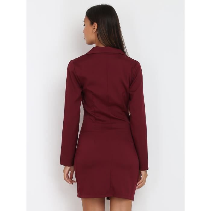 Robe blazer boutonnee et fendue Bordeaux Cdiscount Pret a Porter