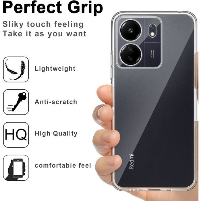 Custodia Robusta + 2 Pellicole Protettive Per Xiaomi Poco C65/Redmi 13C 4G - Cover In Silicone Morbido Con Fibra Di Carbonio, Nero - 2