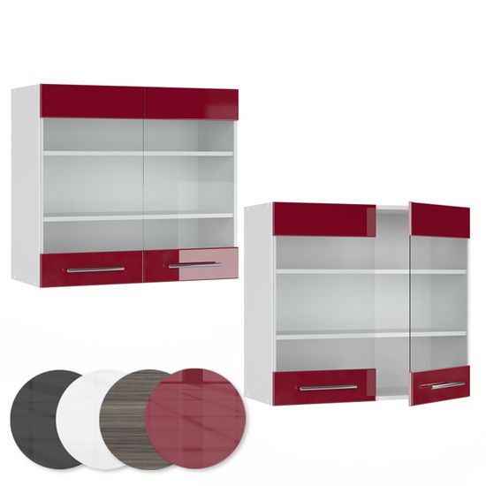 Meuble Haut De Cuisine Vitré Fame-Line 80 Cm – Blanc Chêne, Moderne, Vicco