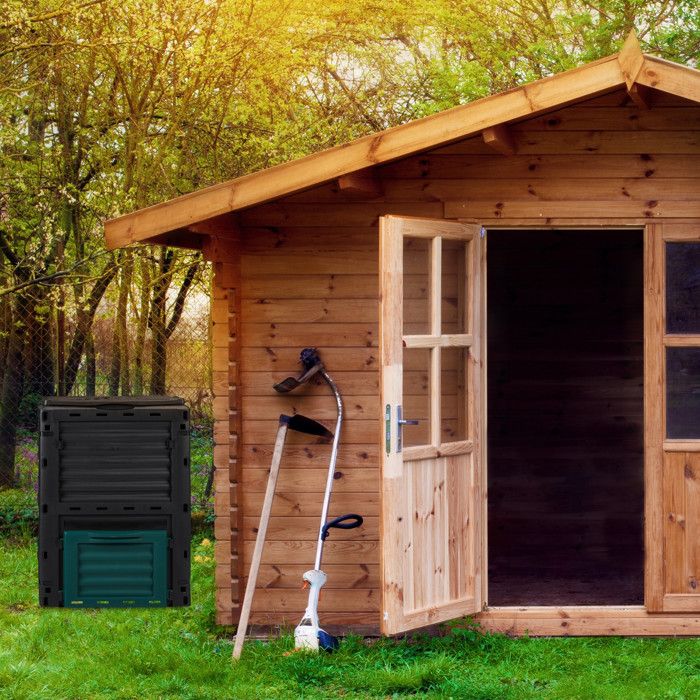 Relaxdays Composteur De Jardin 230L Plastique - Bac à Compost Avec Trappe Pour Déchets Cuisine Et Jardin