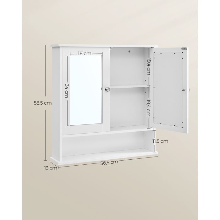 Armoire Salle De Bain Avec Miroir - Rangement Blanc 16,5x70x75 Cm