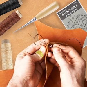 Kit 21pcs Fil Cuir Ciré 8 Couleurs + Outils Couture Cuir - 264 Verges Pour DIY Artisanat