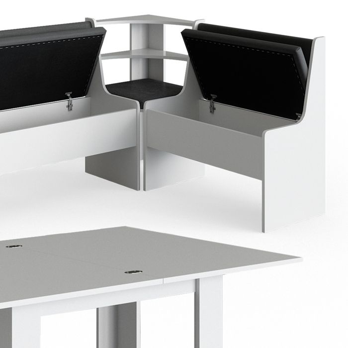 Banquette D'angle Vicco Grand - Noir - 85x35cm - Similicuir - Pour Salle à Manger Ou Cuisine